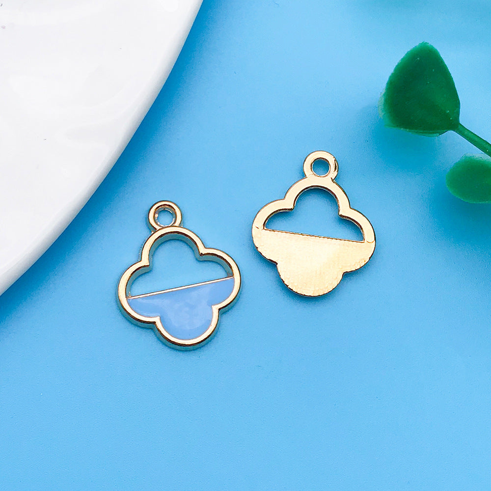 Wholesale Lake Blue Drip Oil Alloy Cartoon Animal Flower DIY Necklace Bracelet Pendant